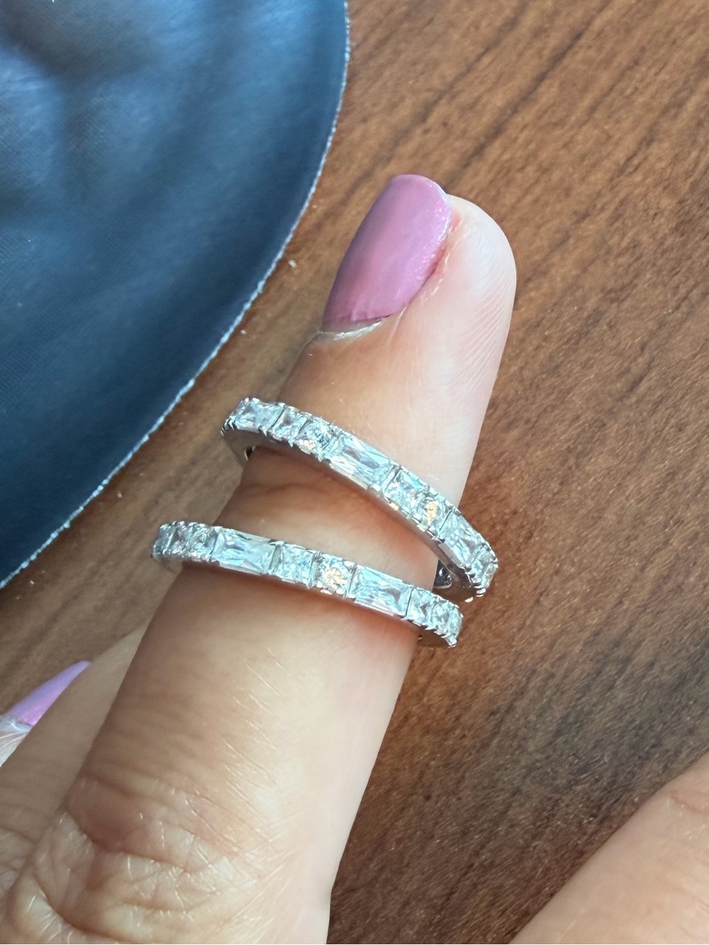 Sterling Silver CZ Baguette and Round Eternity Band - White